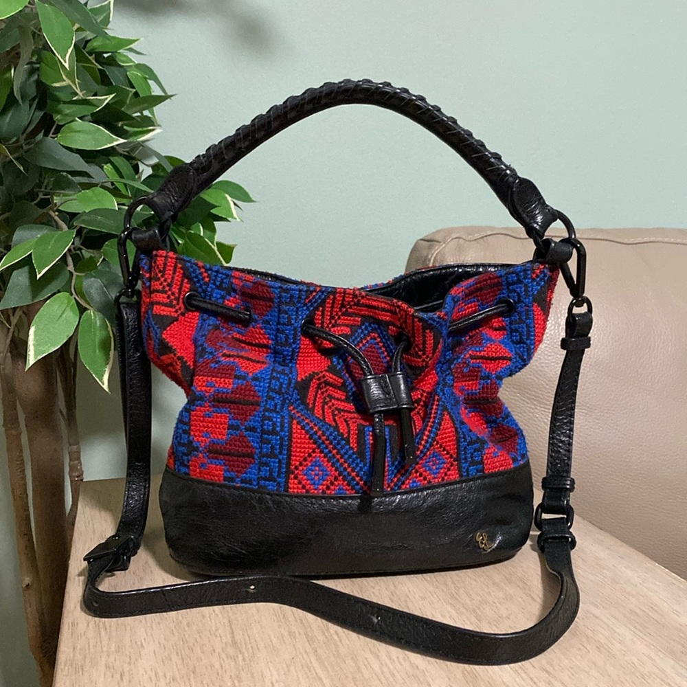 Elliot Lucca Leather Drawstring Bucket Bag